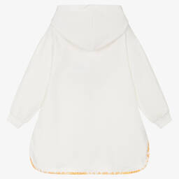 آدي-فستان سويتشيرت قطن جيرسي لون أبيض وذهبي | Childrensalon Outlet