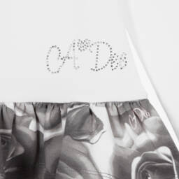 A Dee-Белый топ с серыми розами и легинсы | Childrensalon Outlet