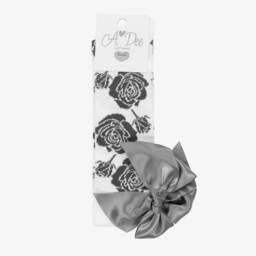 A Dee-Girls White & Grey Rose Socks | Childrensalon Outlet