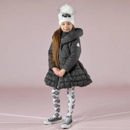 A Dee-Girls White & Grey Rose Tights | Childrensalon Outlet