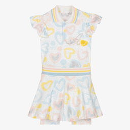 A Dee-Белый топ и юбка-шорты с сердечками | Childrensalon Outlet