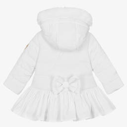 A Dee-Girls White Hooded Puffer Coat | Childrensalon Outlet