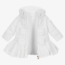 A Dee-Girls White Hooded Puffer Coat | Childrensalon Outlet