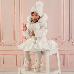 A Dee-Girls White Hooded Puffer Coat | Childrensalon Outlet