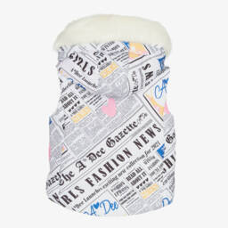 A Dee-Girls White Newspaper Print Puffer Gilet | Childrensalon Outlet