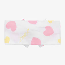 A Dee-Girls White & Pink Cotton Bow Headband | Childrensalon Outlet