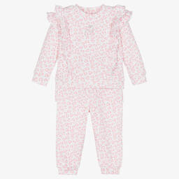 A Dee-Girls White & Pink Cotton Tracksuit | Childrensalon Outlet