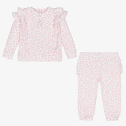A Dee-Girls White & Pink Cotton Tracksuit | Childrensalon Outlet