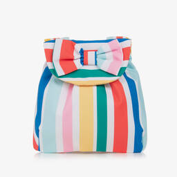 A Dee-Girls White & Pink Striped Backpack (20cm) | Childrensalon Outlet