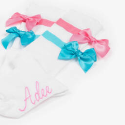 A Dee-Girls White Socks with Colorful Bows | Childrensalon Outlet