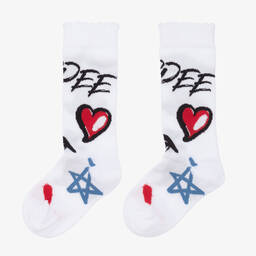 آدي-Girls White Street Art Socks | Childrensalon Outlet