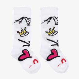 آدي-Girls White Street Art Socks | Childrensalon Outlet