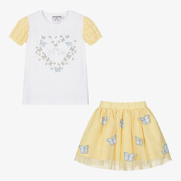 A Dee-Белый топ с желтой юбкой для девочек | Childrensalon Outlet