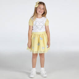 A Dee-Белый топ с желтой юбкой для девочек | Childrensalon Outlet
