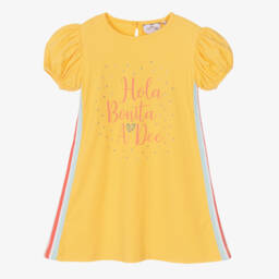 A Dee-Girls Yellow Cotton Diamanté Dress | Childrensalon Outlet