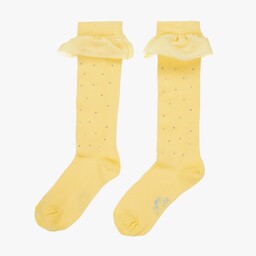 A Dee-Girls Yellow Tulle Knee Socks | Childrensalon Outlet