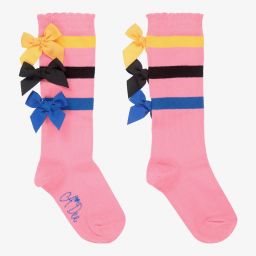 A Dee-Pink Bow Knee High Socks | Childrensalon Outlet