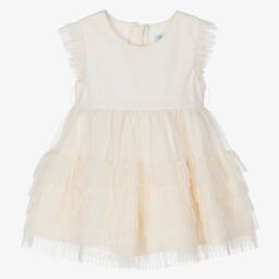 Abel & Lula-Baby Girls Ivory Tulle & Lace Trim Dress | Childrensalon Outlet