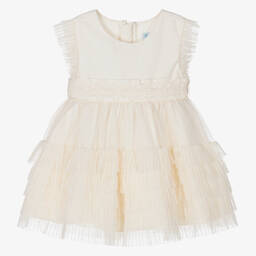 Abel & Lula-Baby Girls Ivory Tulle & Lace Trim Dress | Childrensalon Outlet