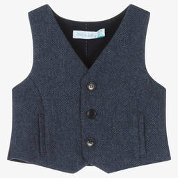 Abel & Lula-Boys Blue & Grey Tweed Waistcoat | Childrensalon Outlet