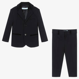 ابل اند لولا-بِدلة قطيفة وجيرسي لون كحلي أطفال ولادي | Childrensalon Outlet