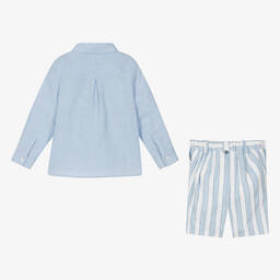 Abel & Lula-Голубой льняной комплект с шортами в полоску для мальчиков | Childrensalon Outlet