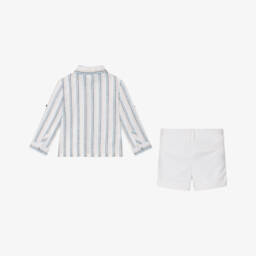 Abel & Lula-Boys Ivory Linen Blend Shorts Ensemble | Childrensalon Outlet