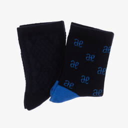 ابل اند لولا-جوارب مزيج قطن لون كحلي أطفال ولادي (عدد 2) | Childrensalon Outlet