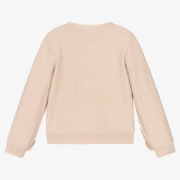 Abel & Lula-Girls Beige Viscose Ruffle Detail Sweater | Childrensalon Outlet