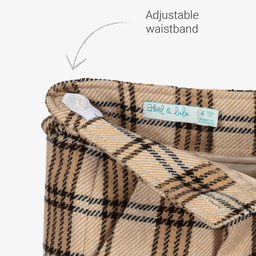 Abel & Lula-Girls Beige Wool Check Shorts  | Childrensalon Outlet