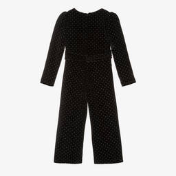Abel & Lula-Girls Black Studded Velvet Jumpsuit | Childrensalon Outlet