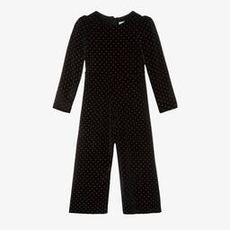 Abel & Lula-Girls Black Studded Velvet Jumpsuit | Childrensalon Outlet
