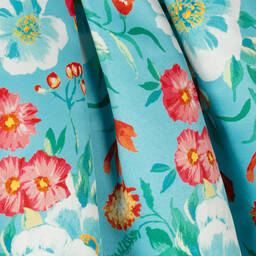 Abel & Lula-Girls Blue Floral Satin Dress | Childrensalon Outlet