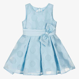Abel & Lula-Girls Blue Organza Polka Dot Dress | Childrensalon Outlet