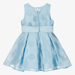 Abel & Lula-Girls Blue Organza Polka Dot Dress | Childrensalon Outlet