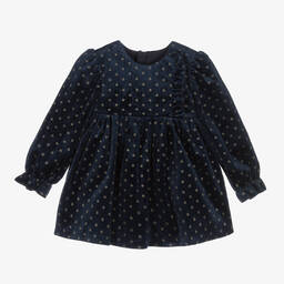 Abel & Lula-فستان مخمل منقّط لون كحلي أطفال بناتي | Childrensalon Outlet