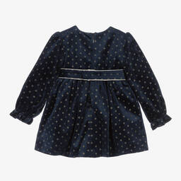 Abel & Lula-فستان مخمل منقّط لون كحلي أطفال بناتي | Childrensalon Outlet