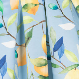 Abel & Lula-Girls Blue Satin Lemon Print Dress | Childrensalon Outlet