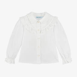 Abel & Lula-Girls Cotton Blouse with Ruffles | Childrensalon Outlet
