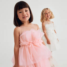 Abel & Lula-Girls Delicate Pink Tulle Frock | Childrensalon Outlet