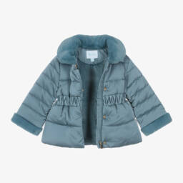 Abel & Lula-Girls Dusky Blue Padded Coat | Childrensalon Outlet
