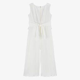 Abel & Lula-Girls Elegant Ivory Pleated Romper | Childrensalon Outlet