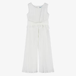 Abel & Lula-Girls Elegant Ivory Pleated Romper | Childrensalon Outlet
