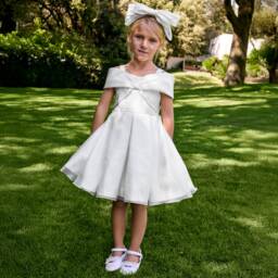 Abel & Lula-Girls Elegant Ivory Satin Dress | Childrensalon Outlet
