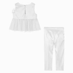 Abel & Lula-Girls Elegant Ivory Satin Ensemble | Childrensalon Outlet