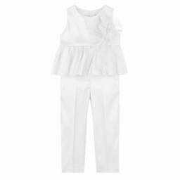 Abel & Lula-Girls Elegant Ivory Satin Ensemble | Childrensalon Outlet