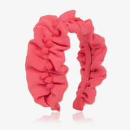 Abel & Lula-Girls Fuchsia Ruched Pom-Pom Band | Childrensalon Outlet