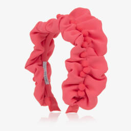 Abel & Lula-Girls Fuchsia Ruched Pom-Pom Band | Childrensalon Outlet