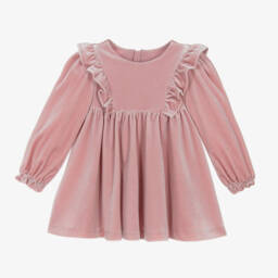 Abel & Lula-Girls Glittery Pink Velour Gown | Childrensalon Outlet