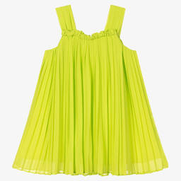 Abel & Lula-Girls Green Chiffon Plissé Dress | Childrensalon Outlet